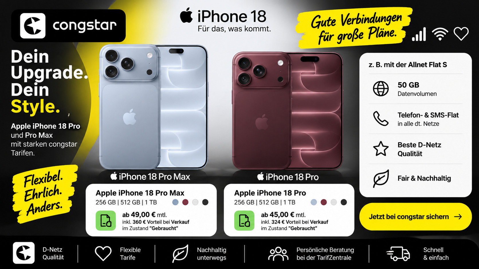 Apple iPhone 18 Pro und iPhone 18 Pro Max mit congstar Rückgabedeal